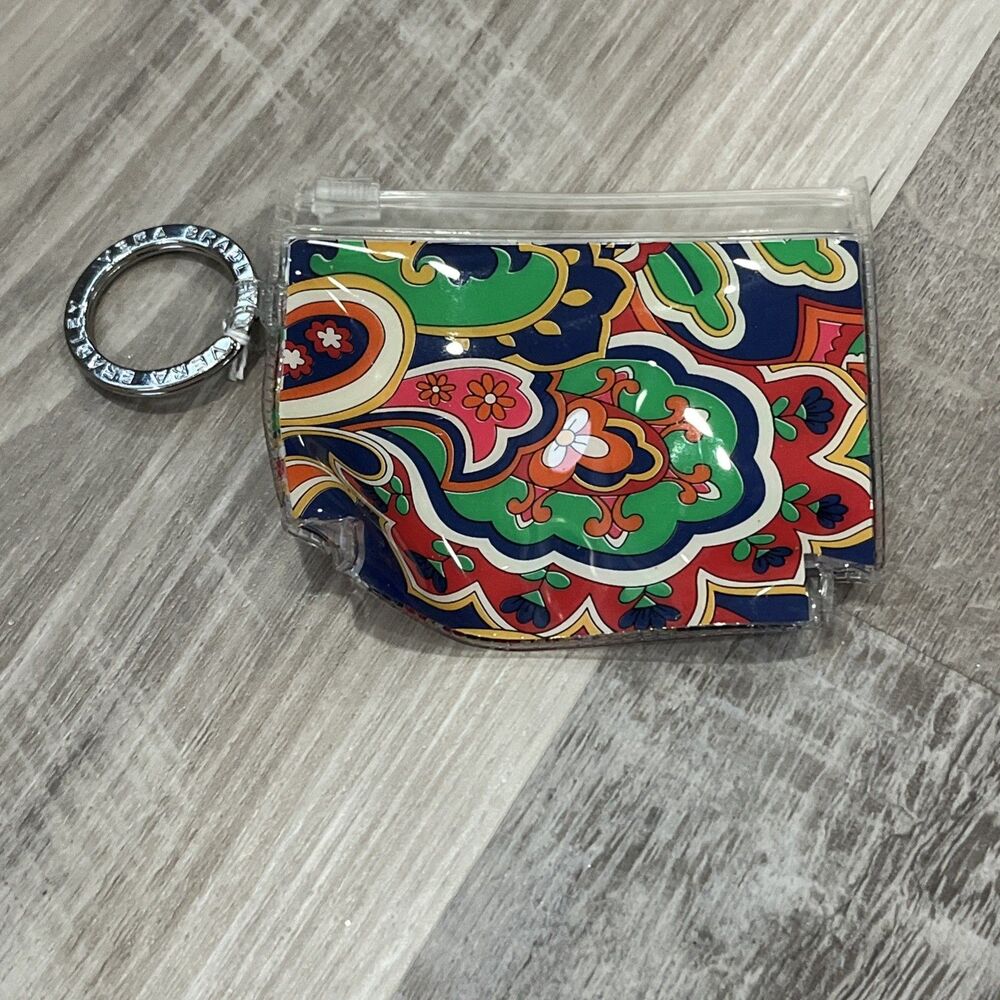Vera Bradley Venetian Paisley Zippidy Keychain Coin Purse Transparent Plastic 4”